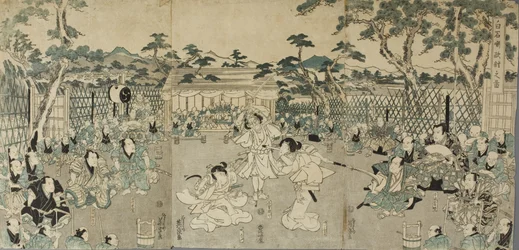Sœurs vengeant la mort de leur père ; de la pièce de kabuki « Shiraishi »