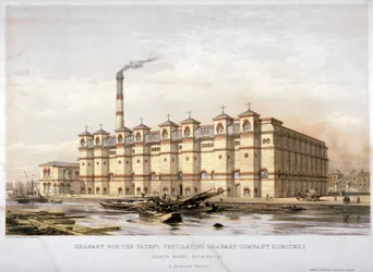 Grenier sur Canada Wharf, Rotherhithe, Londres, vers 1860