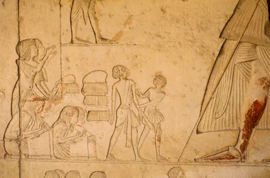 Relief de la tombe de Horemheb; représente des scribes enregistrant des prisonniers, 2003