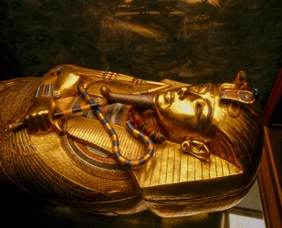 Vallée des Rois, cercueil doré, Toutânkhamon, qui contenait sa momie, Égypte