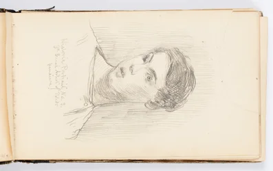 Page de carnet de croquis : Portrait historique n° 3 (Autoportrait)