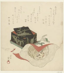 Boîte laquée et tissu