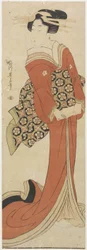 (Femme tenant un rouleau de papier)