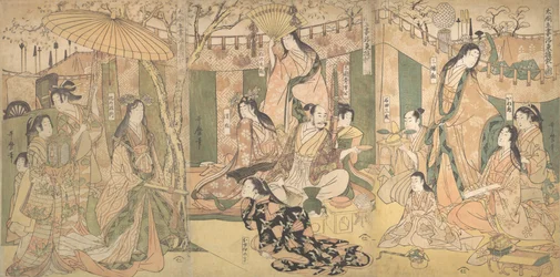 Vue des Plaisirs du Taiko et de ses Cinq Épouses à Rakuto