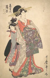 Courtisane, Shinohara et Kamuro de Tsuruya, fin du XVIIIe siècle