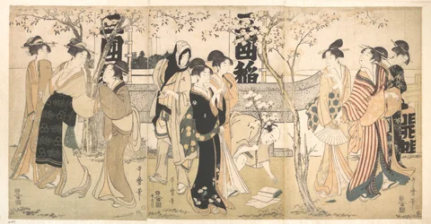 Exposition de trésors au sanctuaire Mimeguri (Mimeguri jinja no onkaichō)