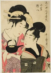 Komurasaki et Gonpachi, de la série "Motifs à la mode dans le style Utamaro (Ryuko moyo Utamaro-gata)"