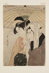 Homme et femme sous un parapluie