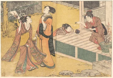 Jeux du Nouvel An, tiré du livre imprimé «Fleurs des quatre saisons» (Shiki no hana)