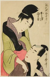 Ohatsu et Tokubei, de la série "Motifs à la mode dans le style Utamaro"