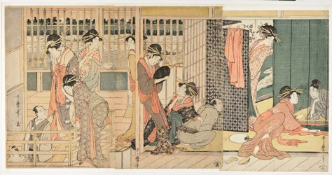 Scène matinale dans une maison de tolérance japonaise