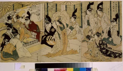 Shizuka Gozen danse lors de la cérémonie pour le sanctuaire de Tsurugaoka Wakamiya