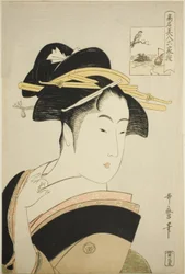 Takashima Ohisa, de la série "Beautés renommées comparées aux six poètes immortels (Komei bijin rokkasen)"