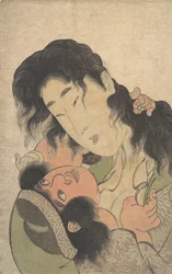 Yamauba jouant avec le jeune Kintoki, vers 1795