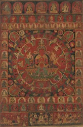 Mandala du Dieu Soleil Surya entouré de huit divinités planétaires, daté, probablement 1379