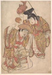 Garçons déguisés en Daikoku et Ebisu