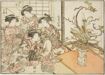 Courtisanes de Yotsumaya, du livre "Miroir des belles femmes des quartiers de plaisir (Seiro bijin awase sugata kagami)," vol. 2