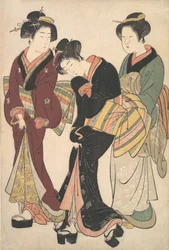 Deux geishas et une servante, vers 1790