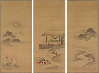 Minamoto no Nakakuni rend visite à Lady Kogō