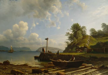 Paysage côtier avec maisons