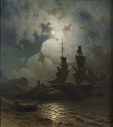 Norvégien :  Clair de lune sur la côte norvégienne Clair de lune sur la côte norvégienne