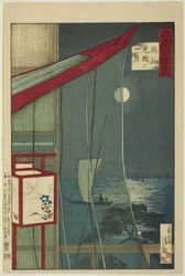 La lune au-delà de Shinagawa (Shinagawa mikoshi no tsuki), de la série "Cent vues de la province de Musashi (Musashi hyakkei no uchi)"