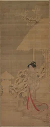 Beauté Bijin dans la neige, fin du 18ème-début du 19ème siècle