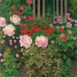 Fleurs et clôture de jardin