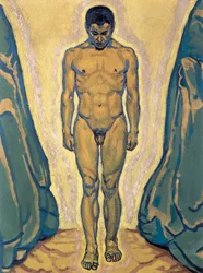 Standing young man - Jeune homme debout ... (huile sur toile)