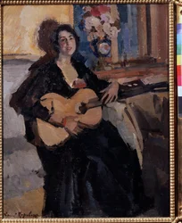 Femme avec une guitare
