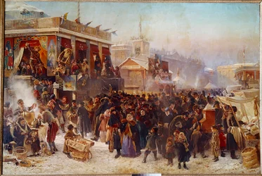 Baladins sur la place Admiraut à Saint-Pétersbourg