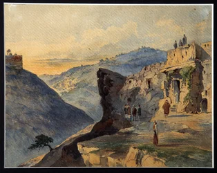 La vallée de Josaphat, le mont des Oliviers, village Siloam