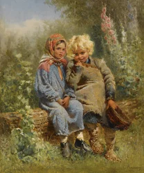 Russe : "Enfants paysans au repos" Enfants paysans au repos