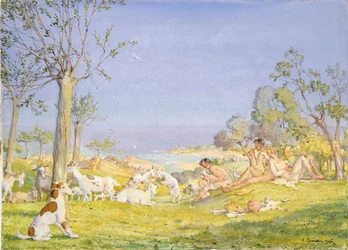 Paysage avec bergers et chèvres