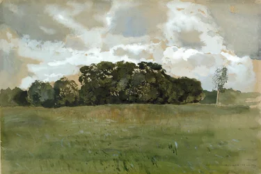 Paysage avec nuages gris
