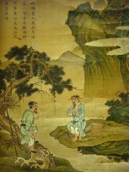 Conversation entre un pêcheur et un bûcheron, détail d