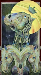 Cheval en vitrail majestueux