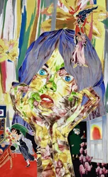 Une femme aux yeux bleus surréaliste