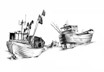Bateaux de pêche échoués