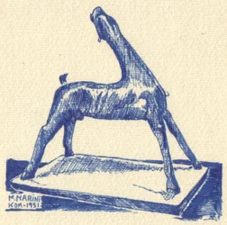 Sculpture de cheval bleu