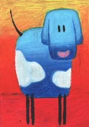 Un chien bleu tout joyeux