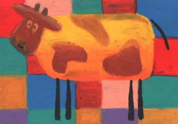Une vache colorée et fantaisiste