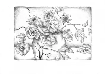 Vase à roses ébréché