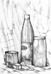 Nature morte dans une cuisine en nuances de gris