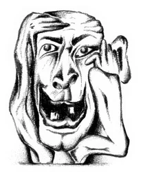 Visage grotesque qui rit