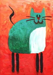 Le chat vert joyeux