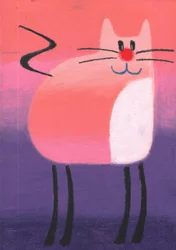 Le chat rose joyeux