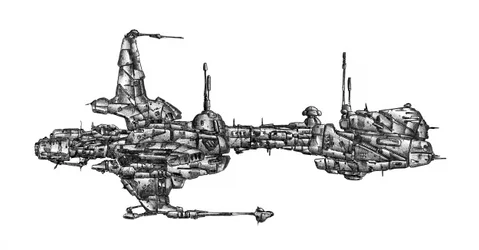 Un vaisseau spatial de science-fiction aux lignes complexes