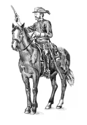 Officier à cheval avec un pistolet