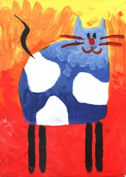 Chat bleu espiègle